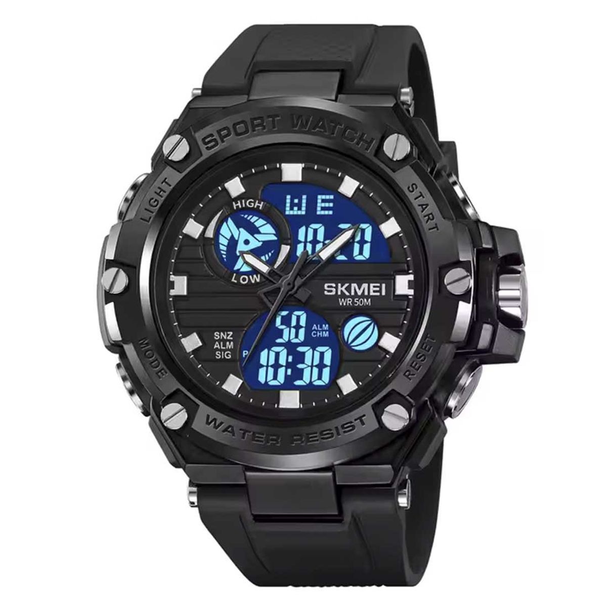 SKMEI - Reloj Skmei 2119 Hombre 3 Horarios Deportivo Multifunción - Negro