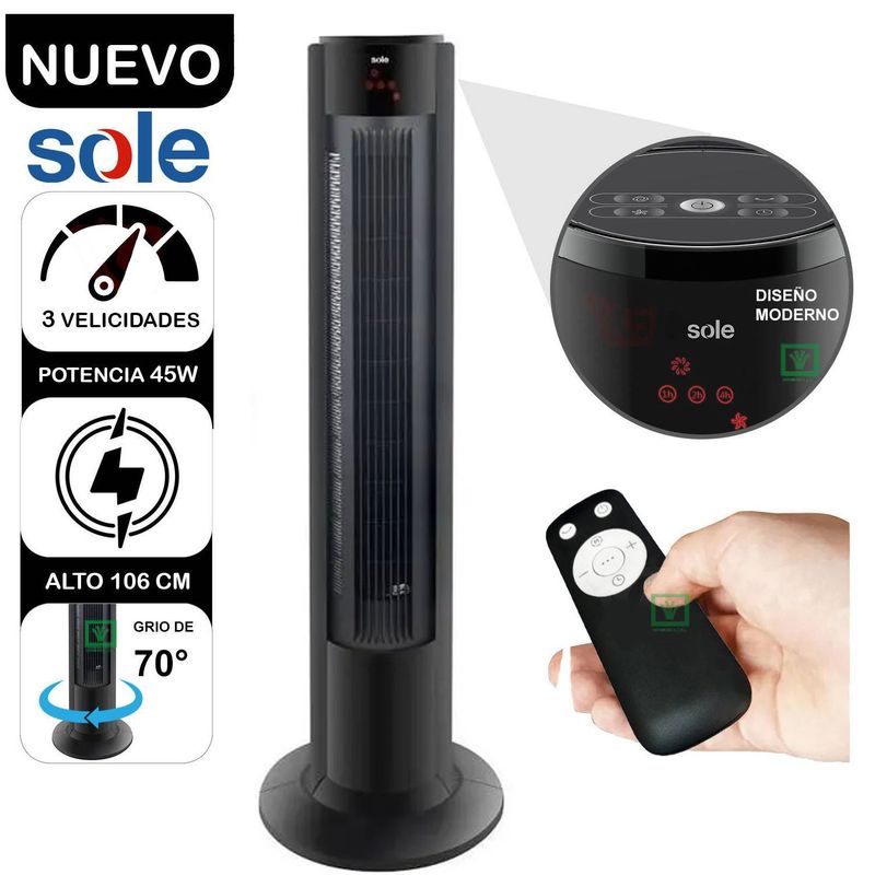 SOLE - Ventilador de Aire Sole Tipo Torre SOLAIR018 Negro