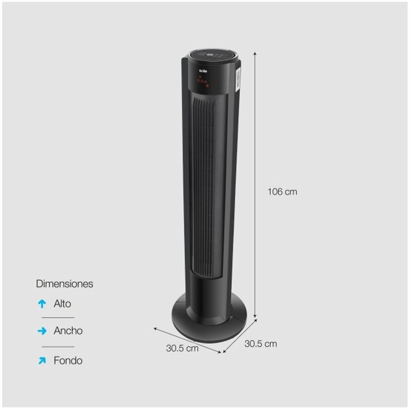 SOLE - Ventilador de Aire Sole Tipo Torre SOLAIR018 Negro