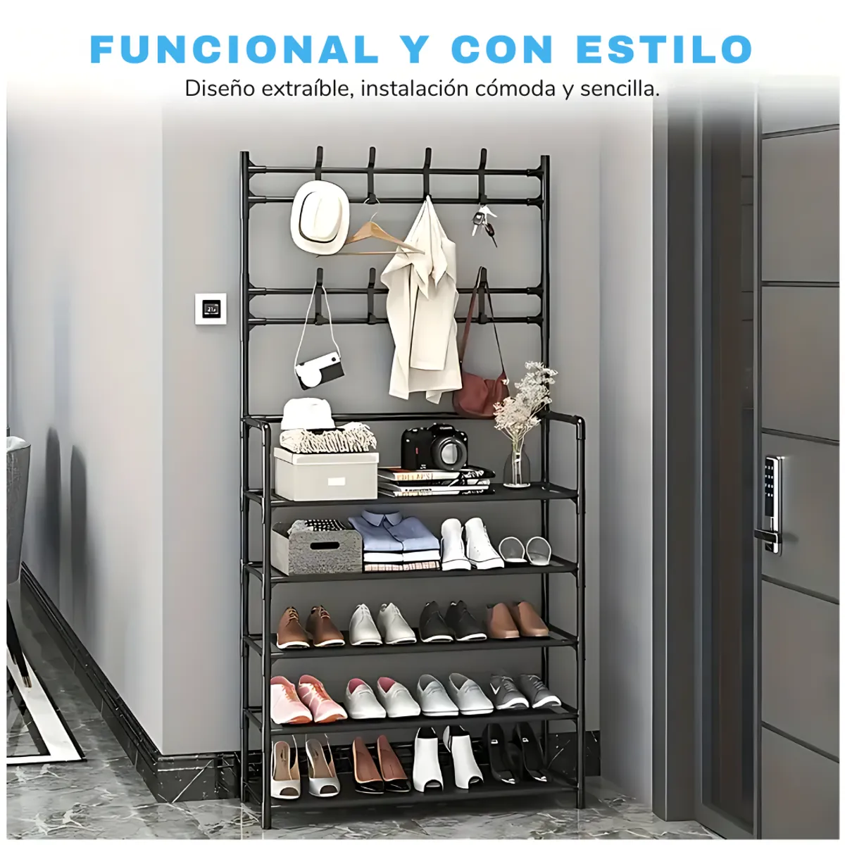GENERICO - Estante Organizador Zapatera Multiusos 5 Niveles 172x80x275 - Negro