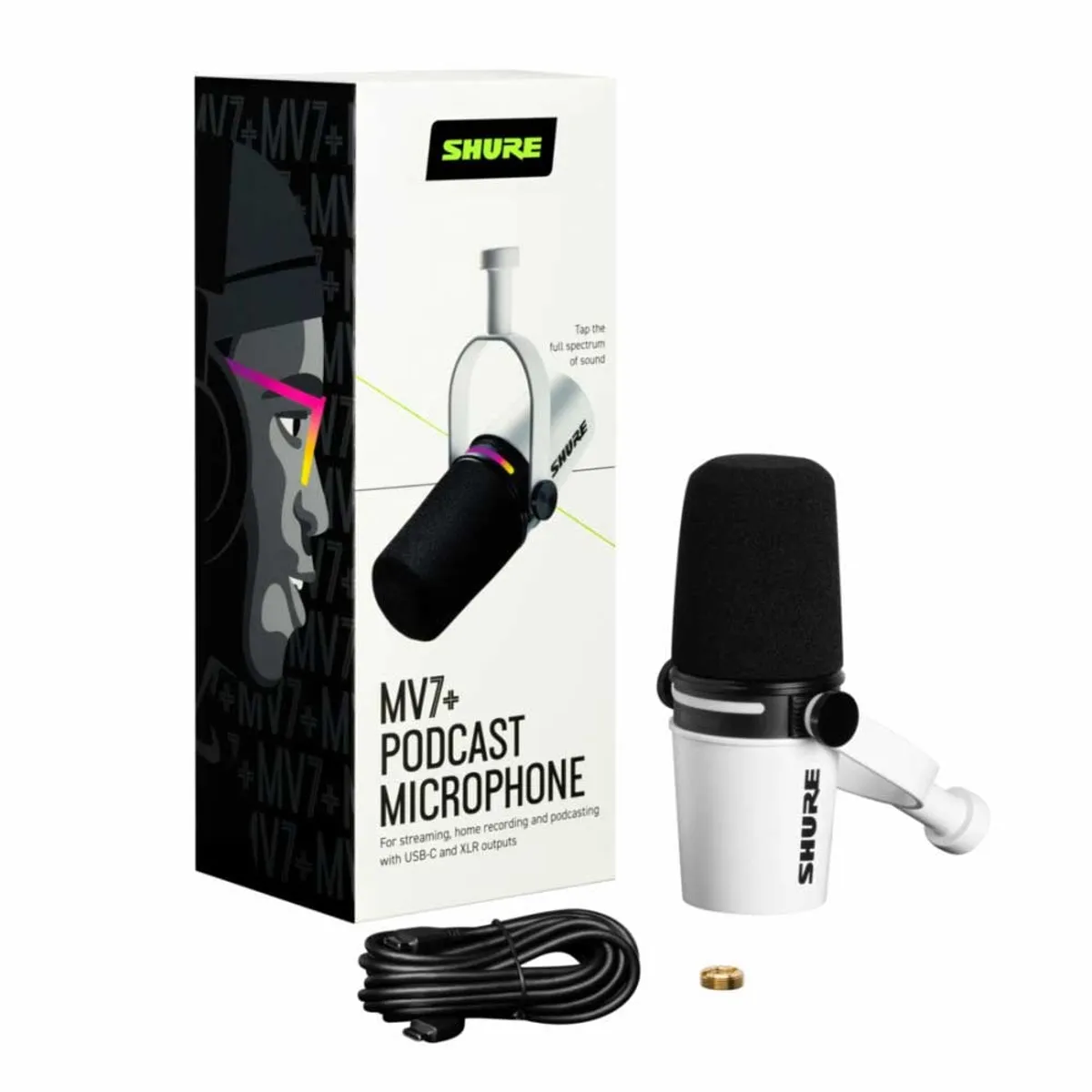 SHURE - MV7+ White Shure Micrófono para Podcast + Garantía
