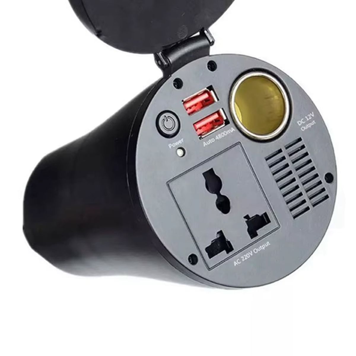 SANTOFA ELECTRONICS - Inversor de Corriente Para Auto portavasos 12v a 220v 2 USB 4.8a 150w