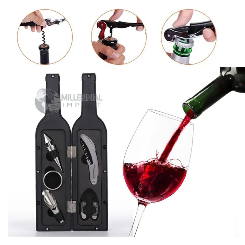 GENERICO - Set De Vino Elegante 5 Piezas para Sacar Corcho