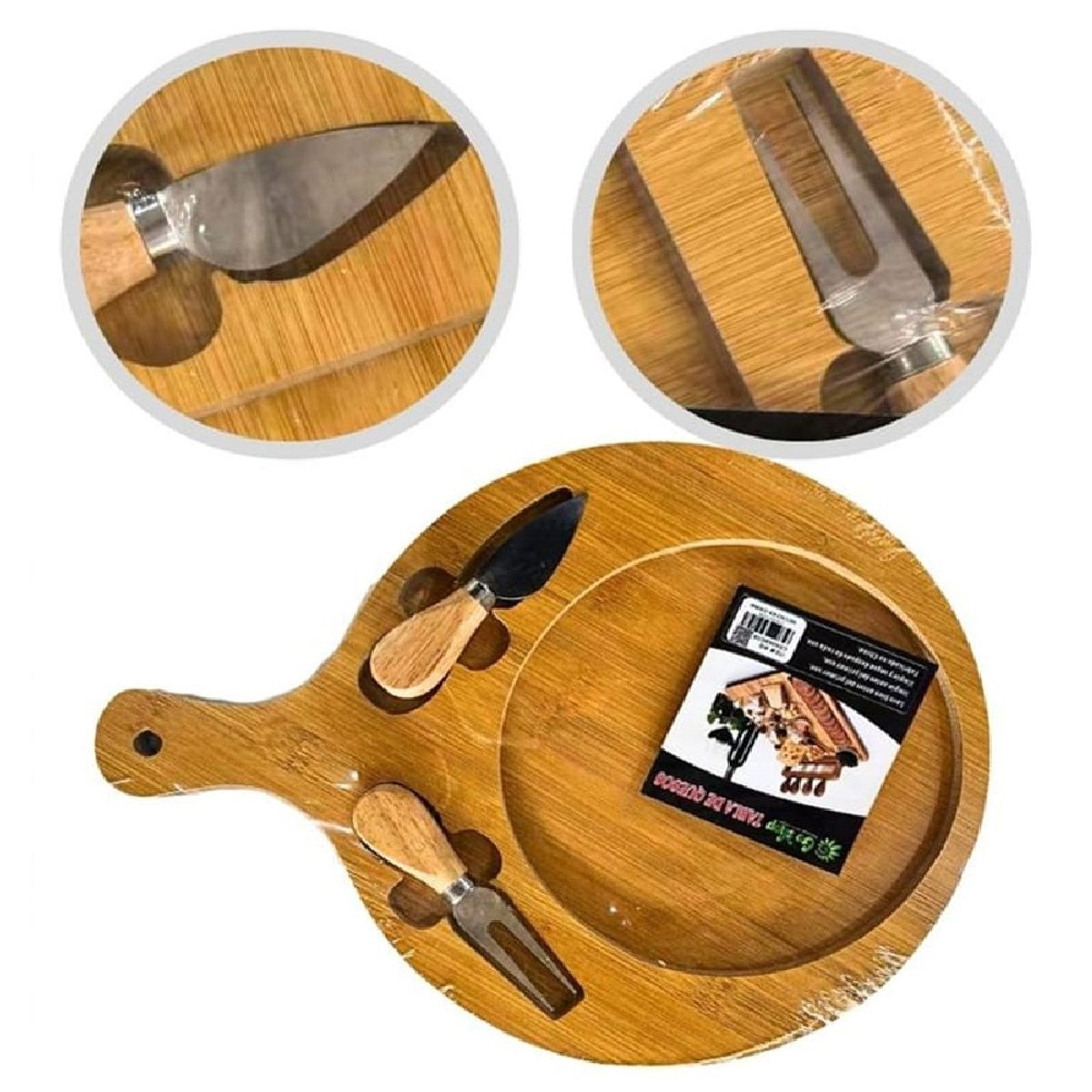 GENERICO - Tabla Madera Bambú Quesos Jamón Picoteo Cóctel