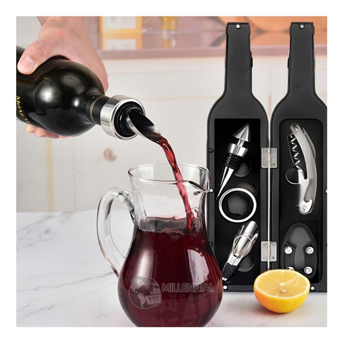 GENERICO - Set De Accesorios para Sacar Corcho de Vino 5 En 1