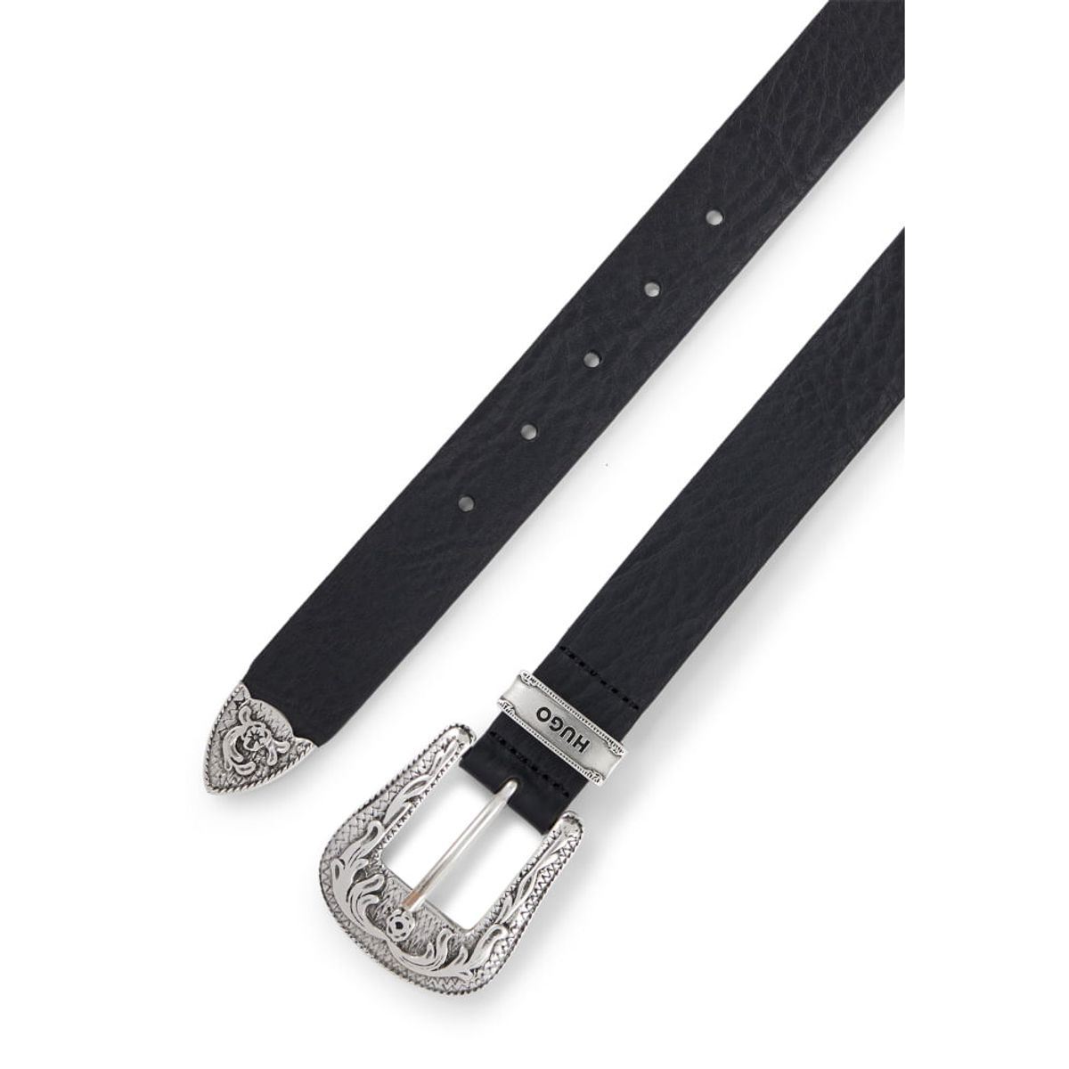 HUGO BOSS - Hugo - Correa de piel italiana con hebilla, trabilla y punta ornamentadas