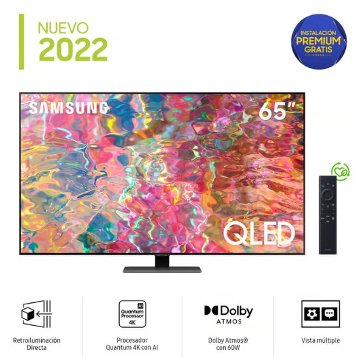 SAMSUNG - Televisor SAMSUNG Smart  TV 65" QLED 4K QN65Q80B TIZEN