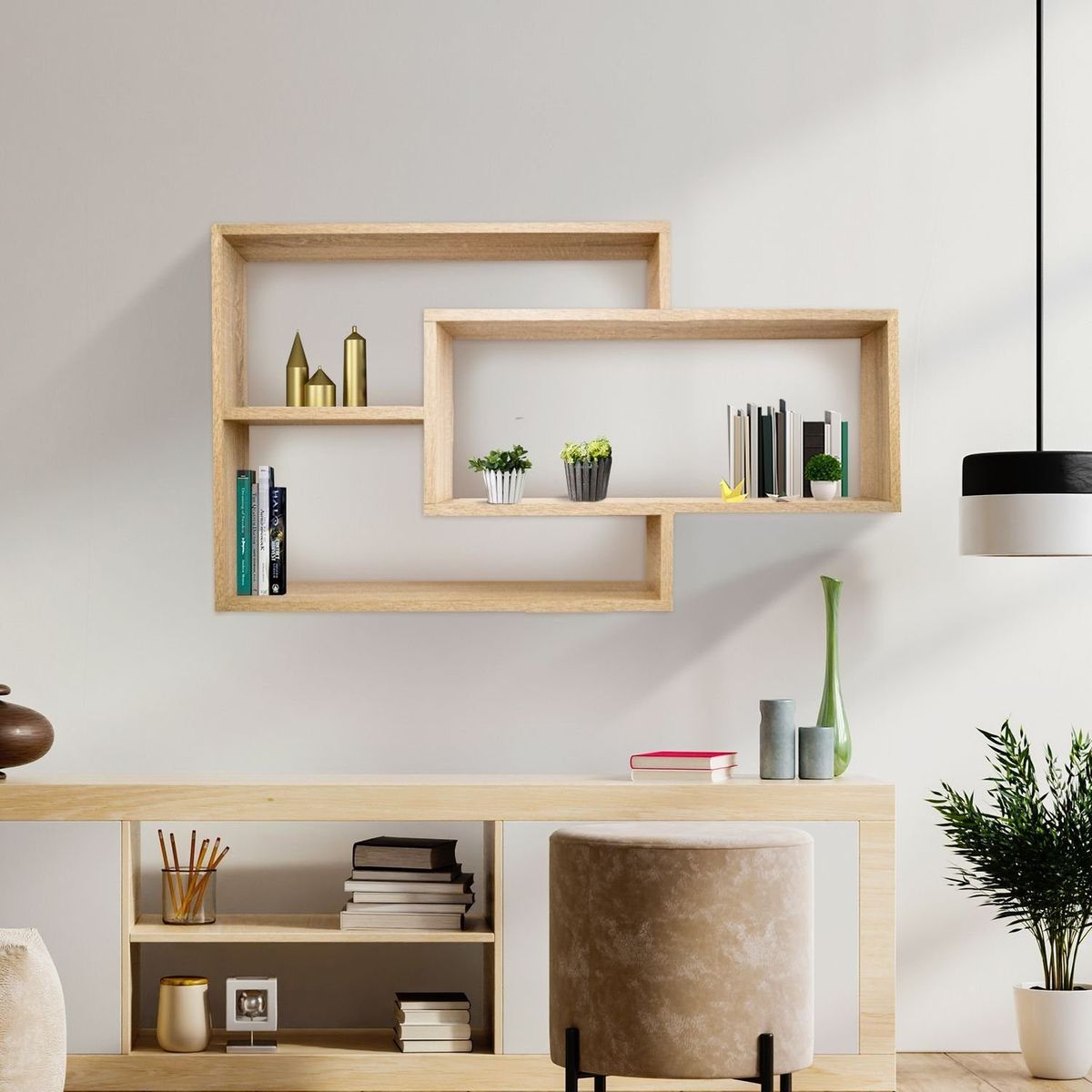 GENERICO - Repisa Flotante Melamina 104x58x20cm Macadamia
