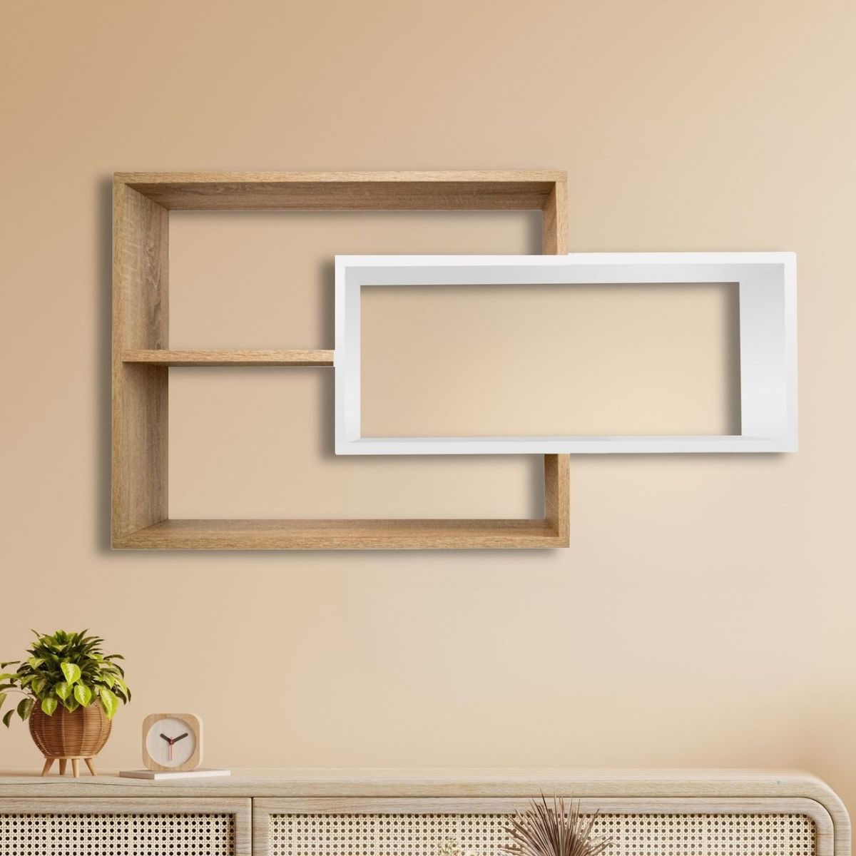 GENERICO - Repisa Flotante Melamina 104x58x20cm Macadamia-Blanco