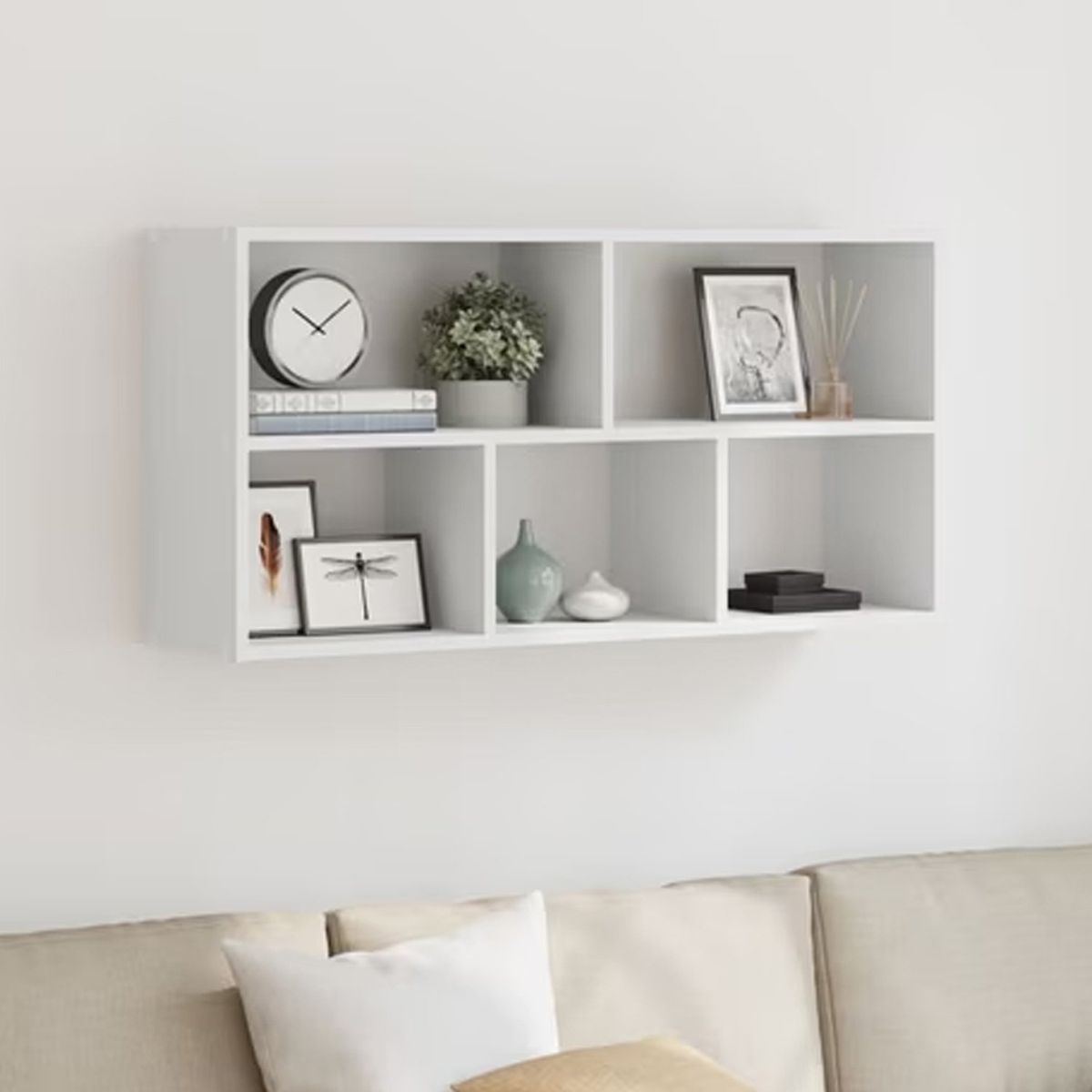 GENERICO - Repisa Flotante Melamina 5 Divisiones 90x60x20cm Blanco