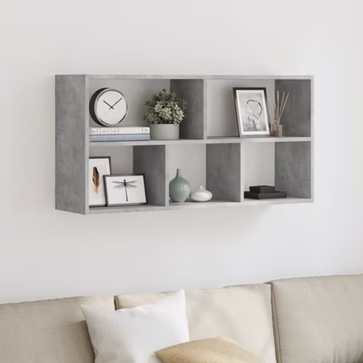 GENERICO - Repisa Flotante Melamina 5 Divisiones 90x60x20cm Cemento