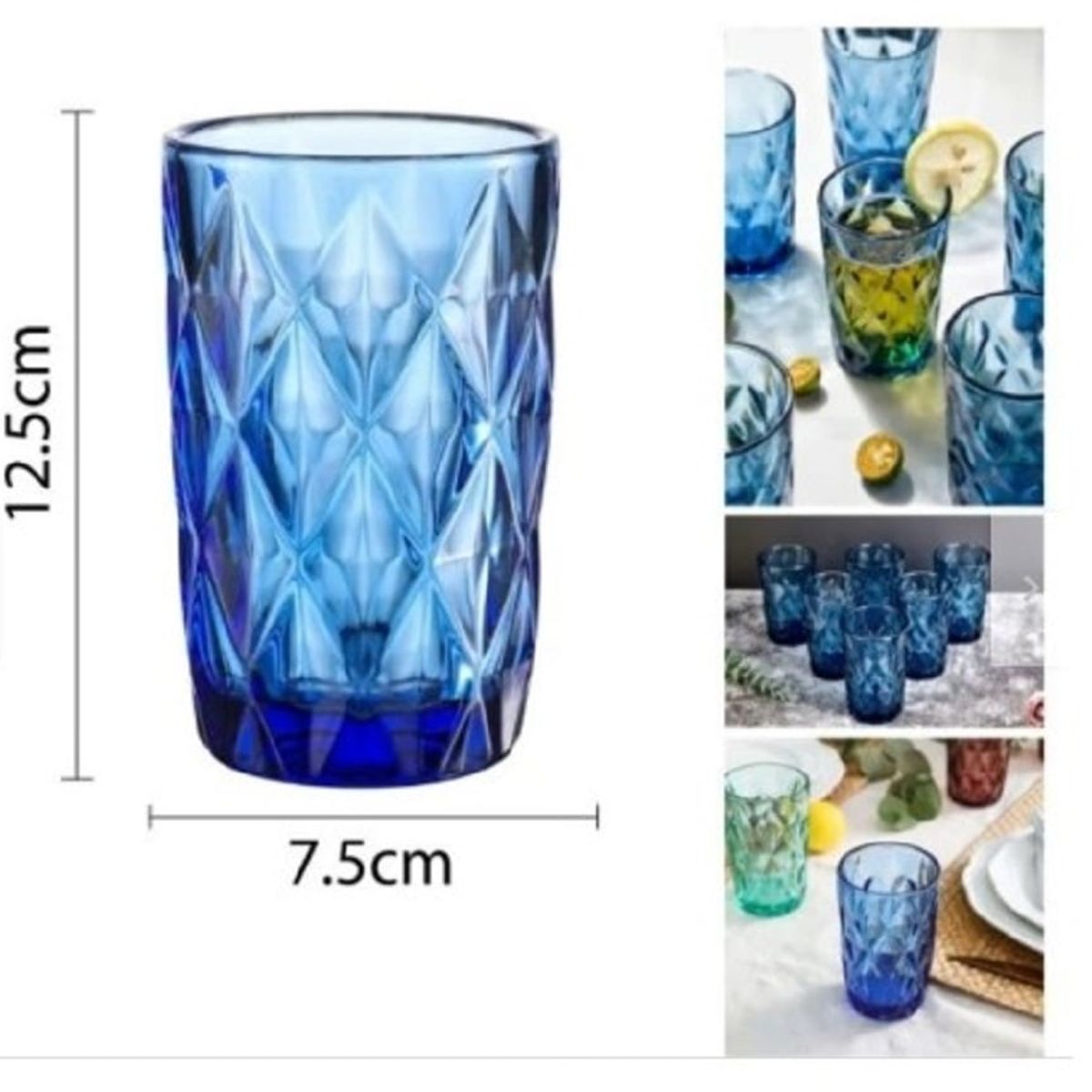 GENERICO - Set de Vasos Labrados Azules 6 UNID CALIDAD PREMIUM