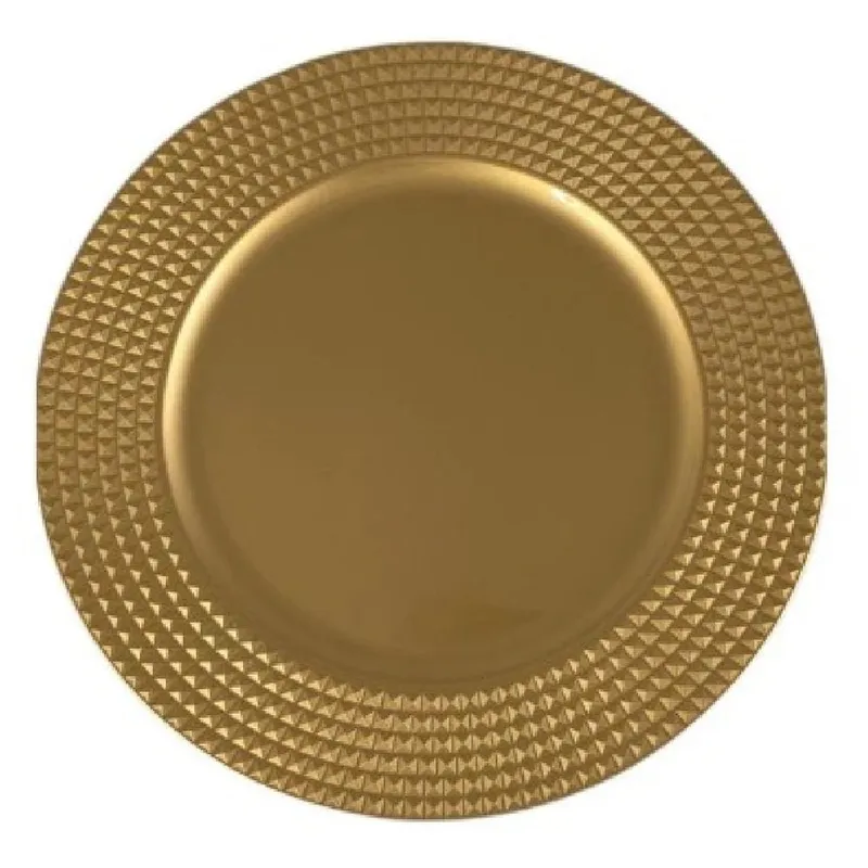 GENERICO - Plato Fondo Sitio Borde Puntos Dorado 33cm Decoración Mesa