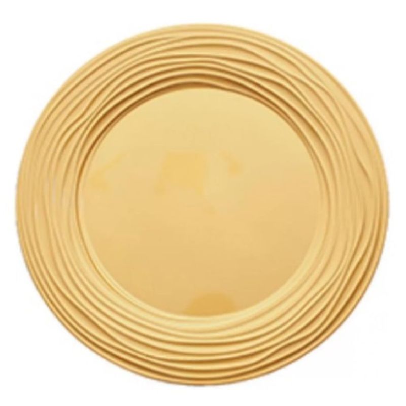 GENERICO - Plato Fondo Sitio Borde Líneas Dorado 33cm Decoración Mesa