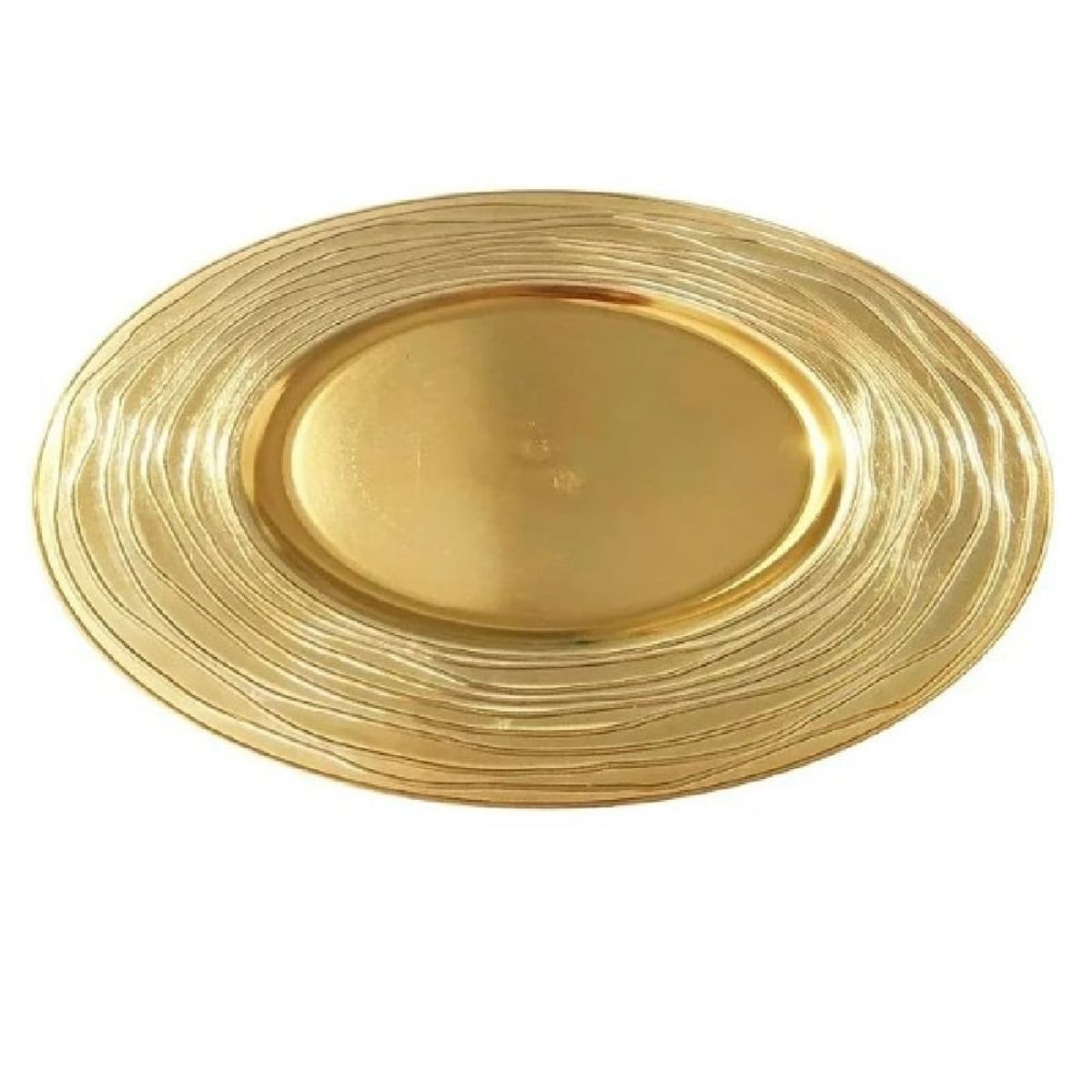 GENERICO - Plato Fondo Sitio Borde Líneas Dorado 33cm Decoración Mesa