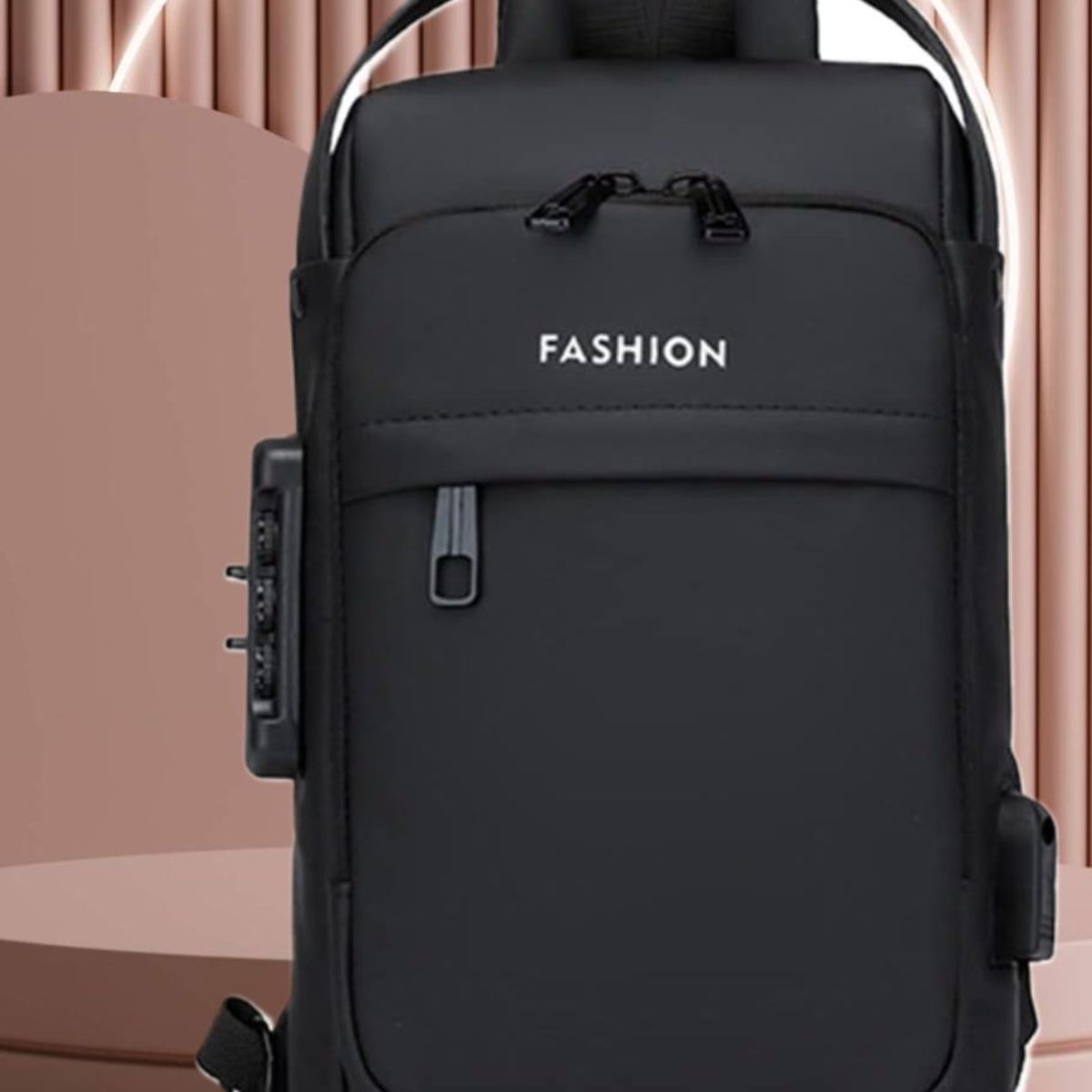 GENERICO - PECHERA MOCHILA MORRAL CRUZADO CROSSBODY ANTIRROBO  USB NEGRO