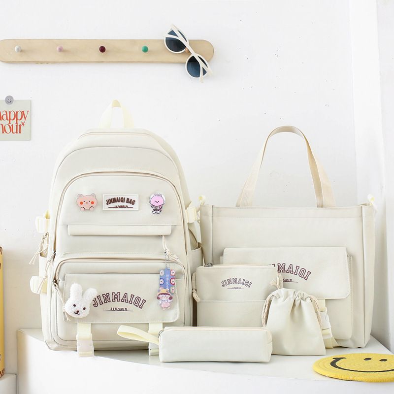 DANWEILE - Mochila Escolar Infantil + Accesorios Set 5 Piezas Colegio