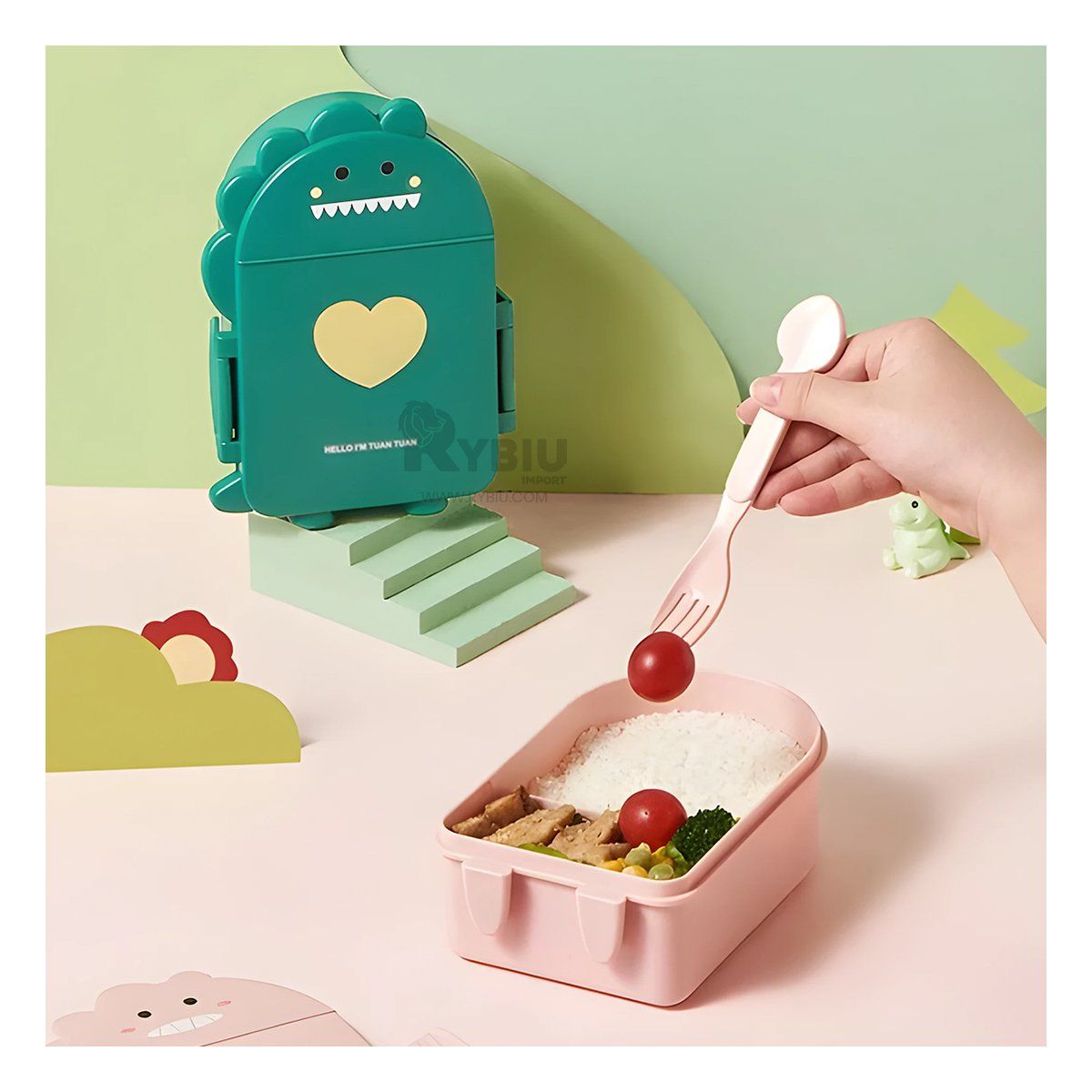 RYBIU IMPORT - Envase Incluido con Cubiertos en Verde Y+Regalo Stickers