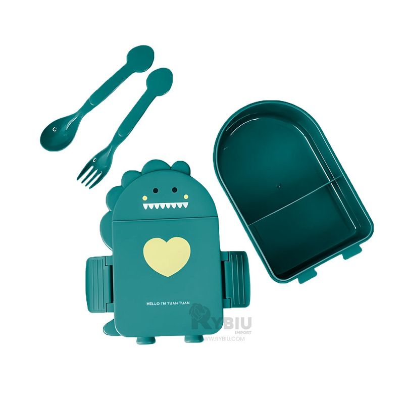 GENERICO - Envase Infantil con Cubiertos Verde Y+Envoltorio de Regalo