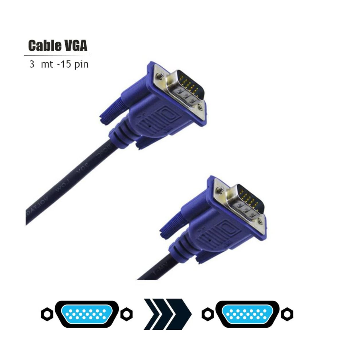 GENERICO - CABLE VGA 3mts DELCOM AB-15pin Macho C-Filtro