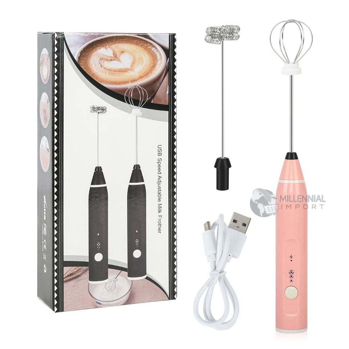 GENERICO - Mini Batidora Espumadora para Café - Inalámbrica Eléctrica con USB