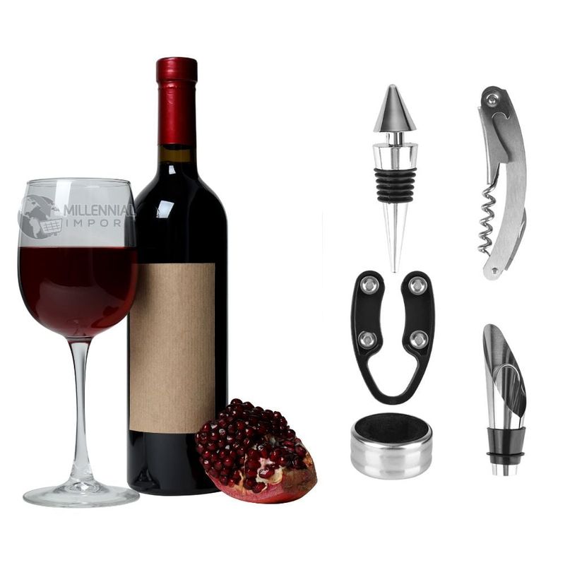 GENERICO - Set De Accesorios Completo Saca Corcho para Vino 5 En 1