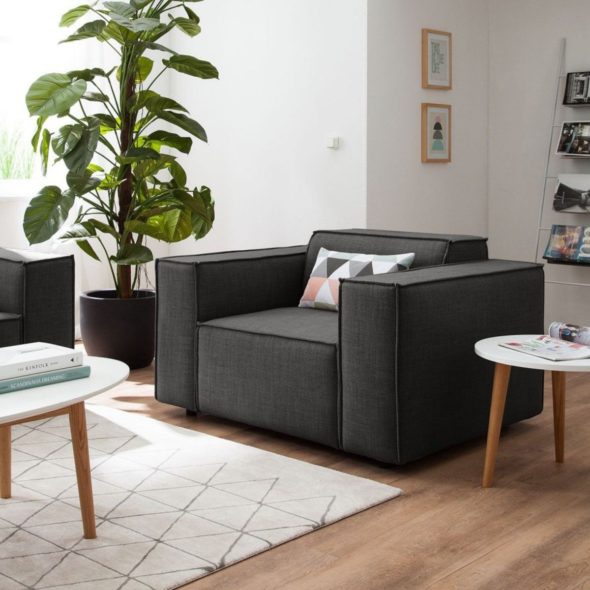 GENERICO - Sofá 1 Cuerpo Vitoriano - Gris Oscuro