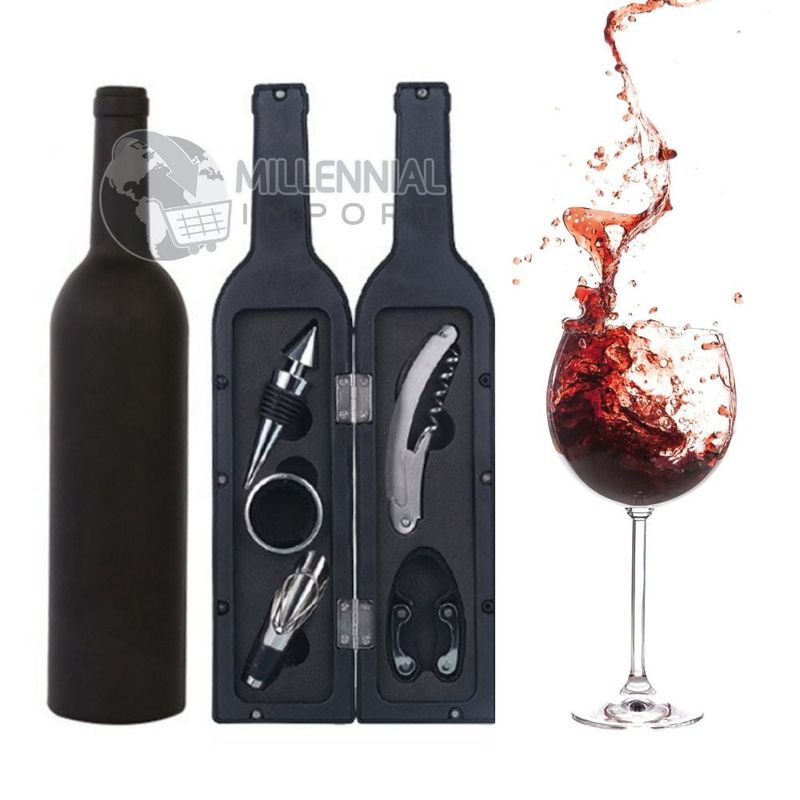 GENERICO - Set Completo Para Sacar Corcho de Vino 5 Piezas