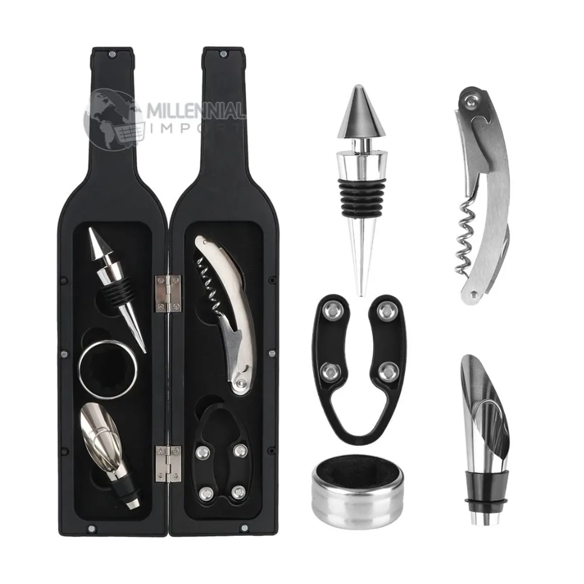 GENERICO - Set De Vino 5 En 1 En Forma De Botella para Sacar Corcho