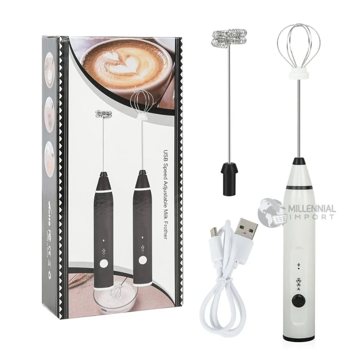 GENERICO - Mini Batidora Espumadora Electrica Recargable para Capuchino