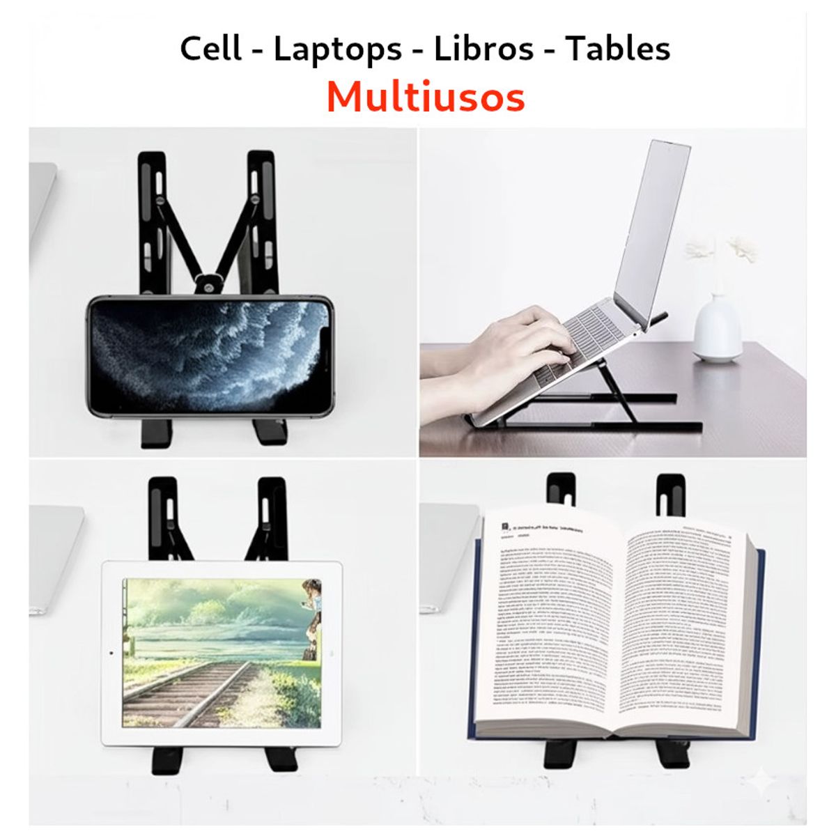 GENERICO - Stand soporte plegable ALUMINO laptop tablet ipad Alt Ajustable Negro