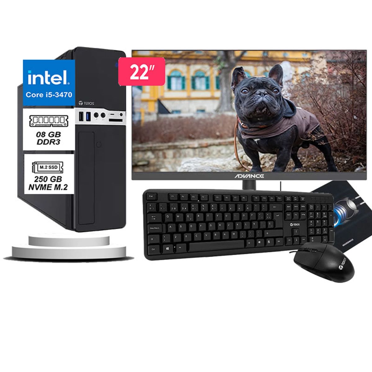 TEROS - Computadora Pc Intel Core i5 3470  Monitor 22 fhd' RAM 8GB SSD 256GB