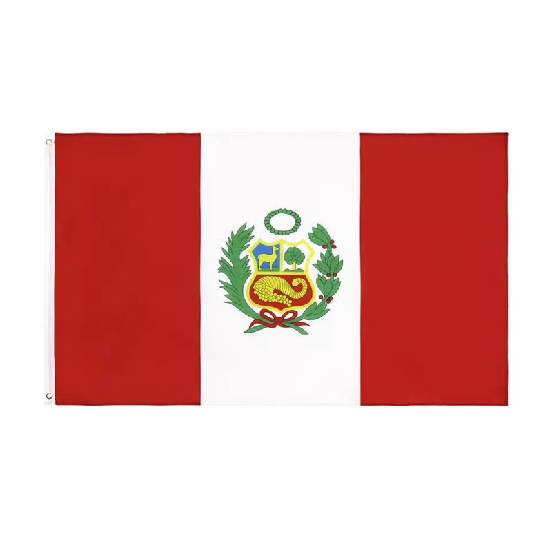 GENERICO - Bandera De Perú 60 Cm X 90cm con Escudo Impreso