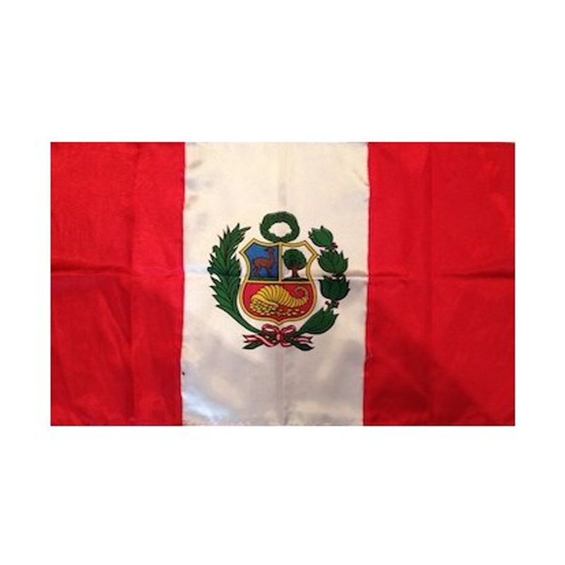 GENERICO - Bandera Del Perú 60 Cm X 90cm con Escudo  material razo