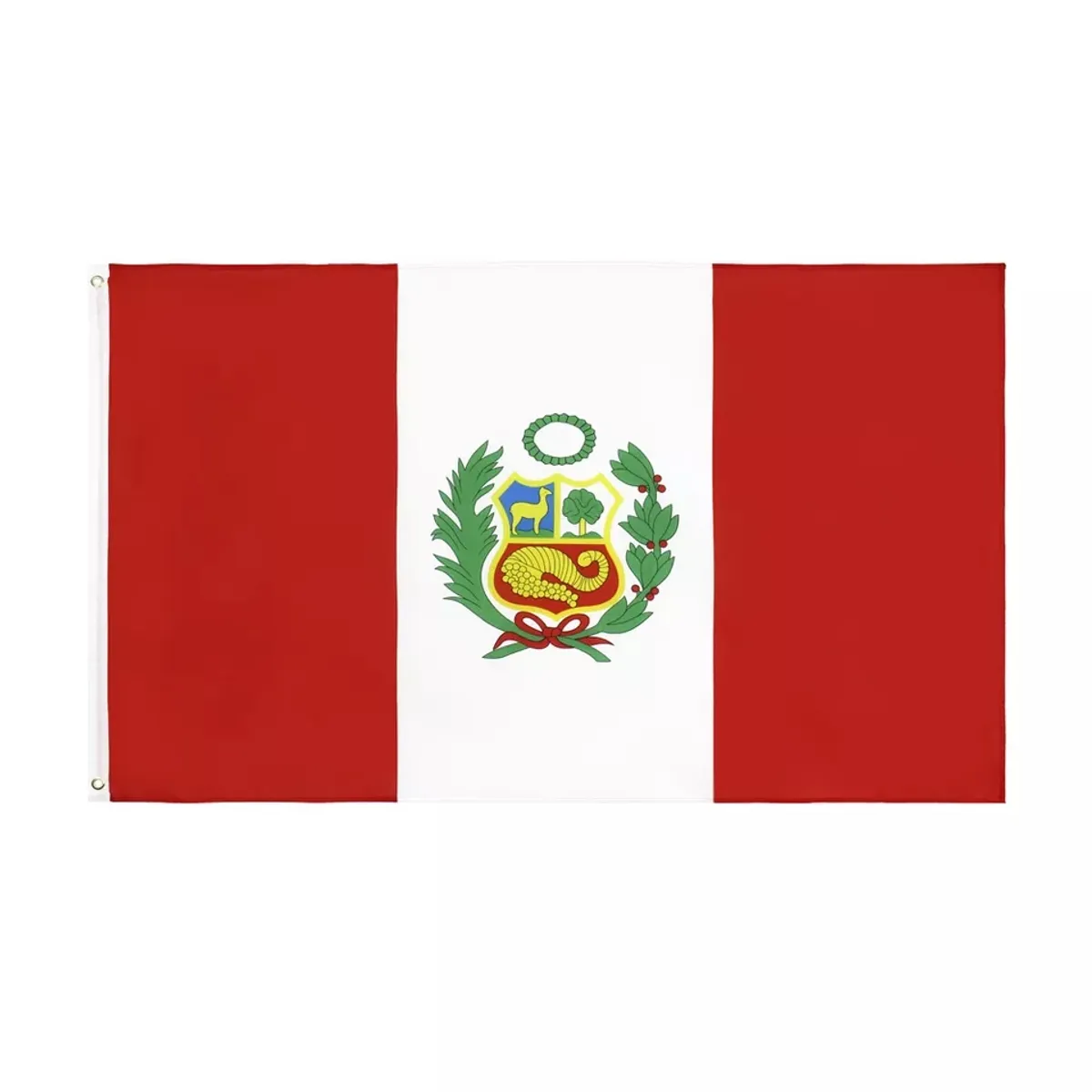 GENERICO - Bandera De Perú 90Cm x 150 cm con Escudo Impreso