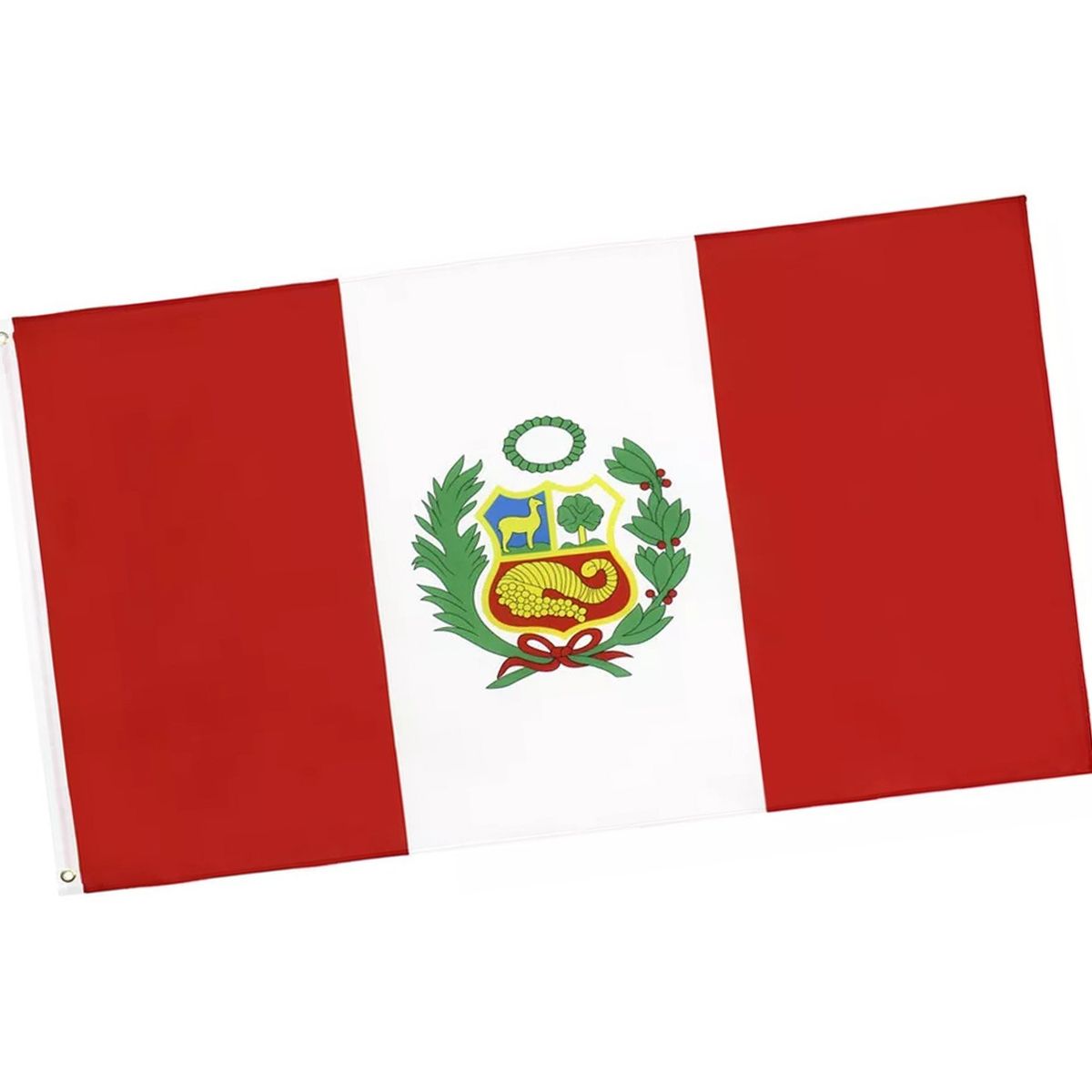 GENERICO - Bandera De Perú 90Cm x 150 cm con Escudo Impreso A1