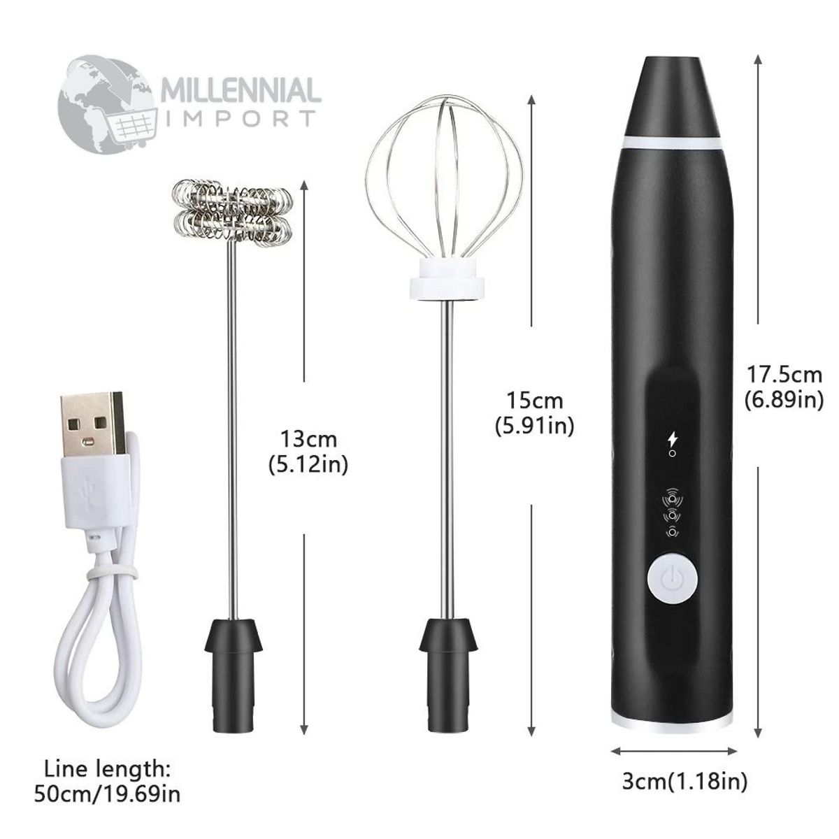 GENERICO - Espumadores de Leche de Doble Cabezal Carga USB