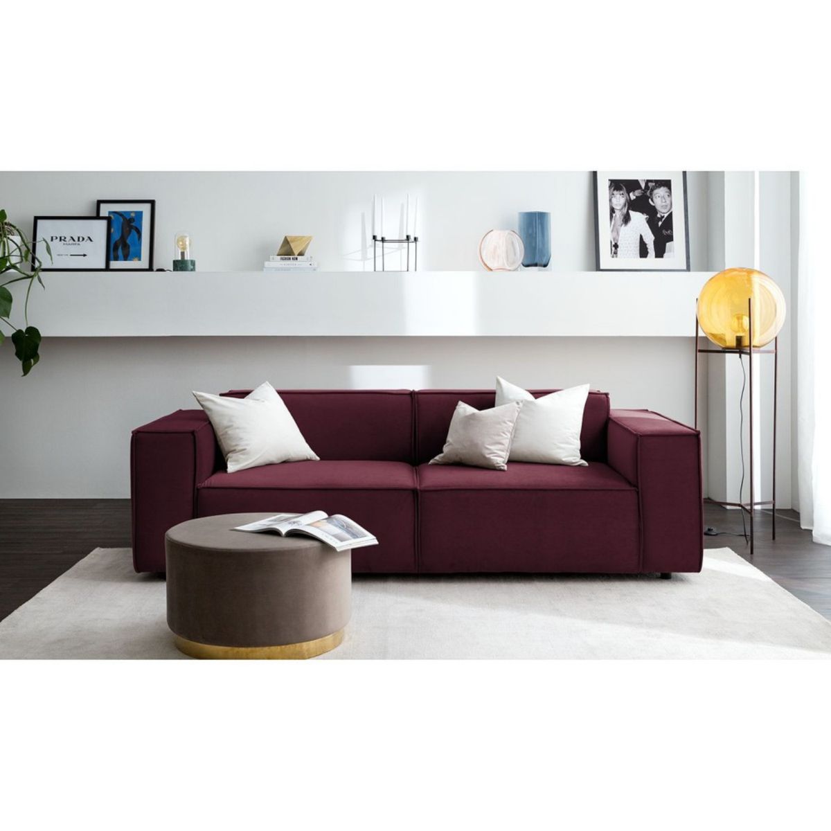 GENERICO - Sofá 2 Cuerpos Vitoriano - Vino