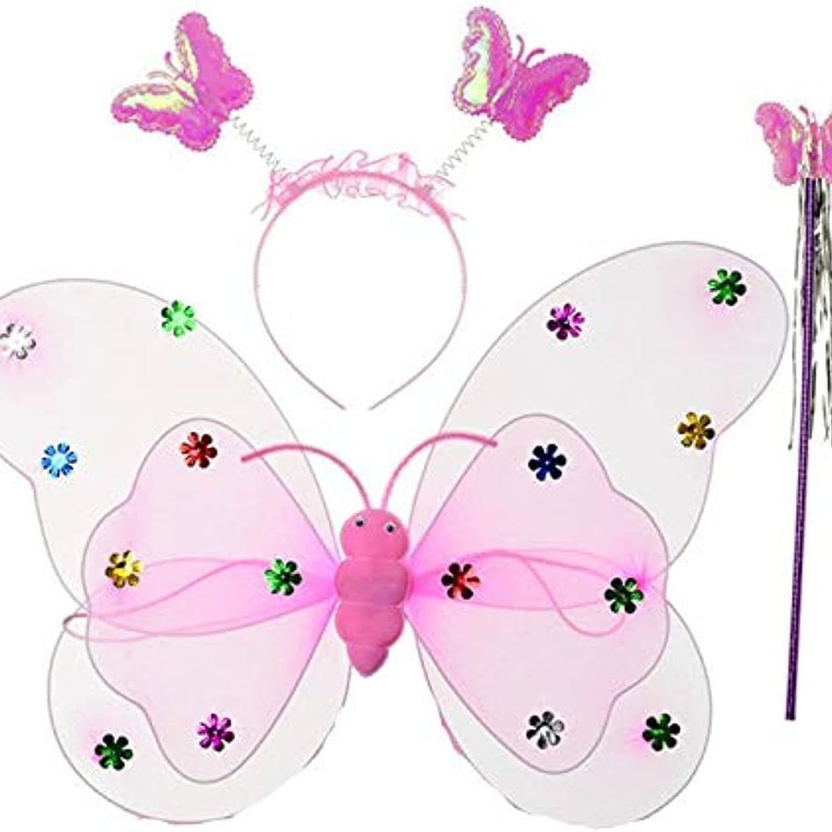 GENERICO - Kit Disfraz de Mariposa Led Rosado