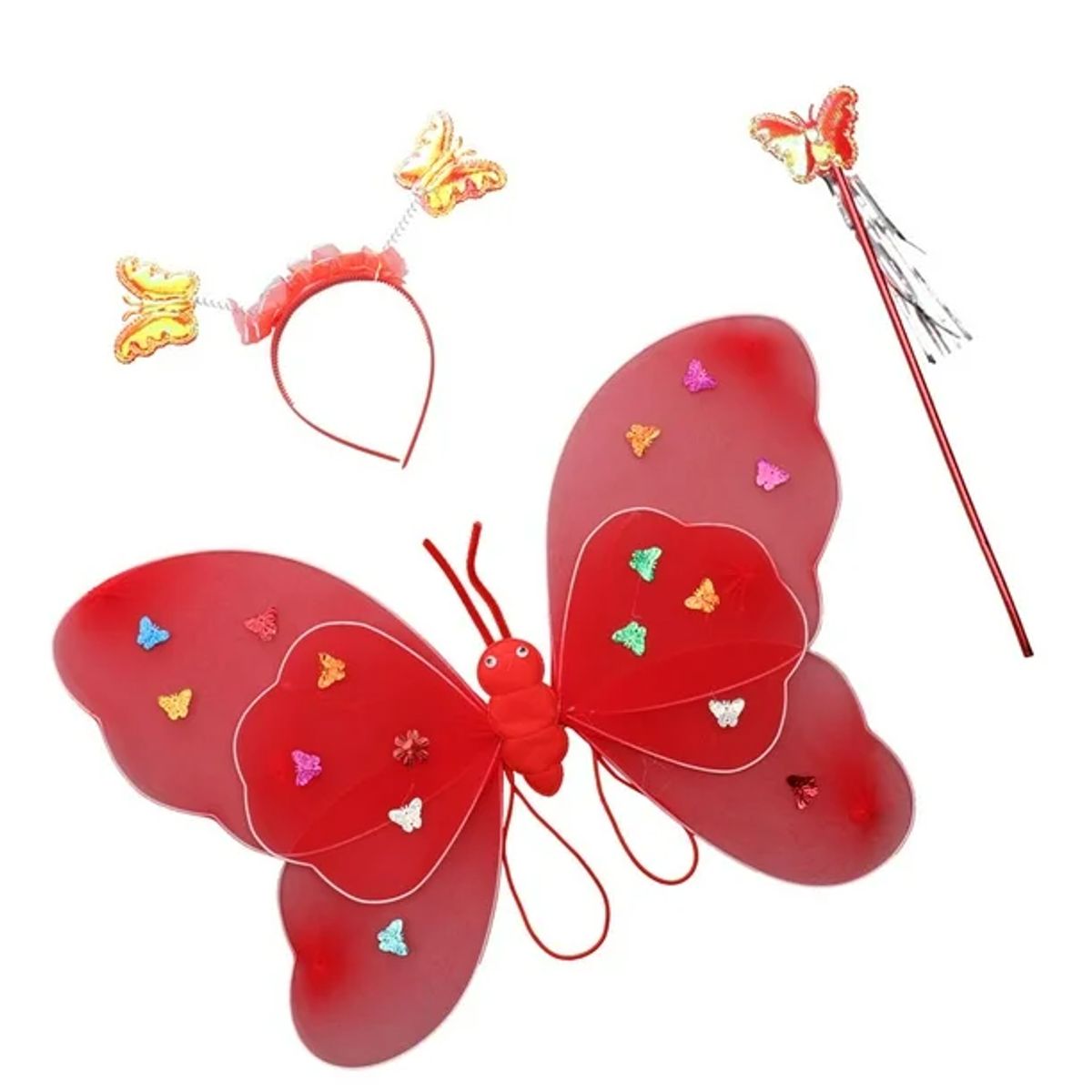 GENERICO - Kit Disfraz de Mariposa Led Rojo