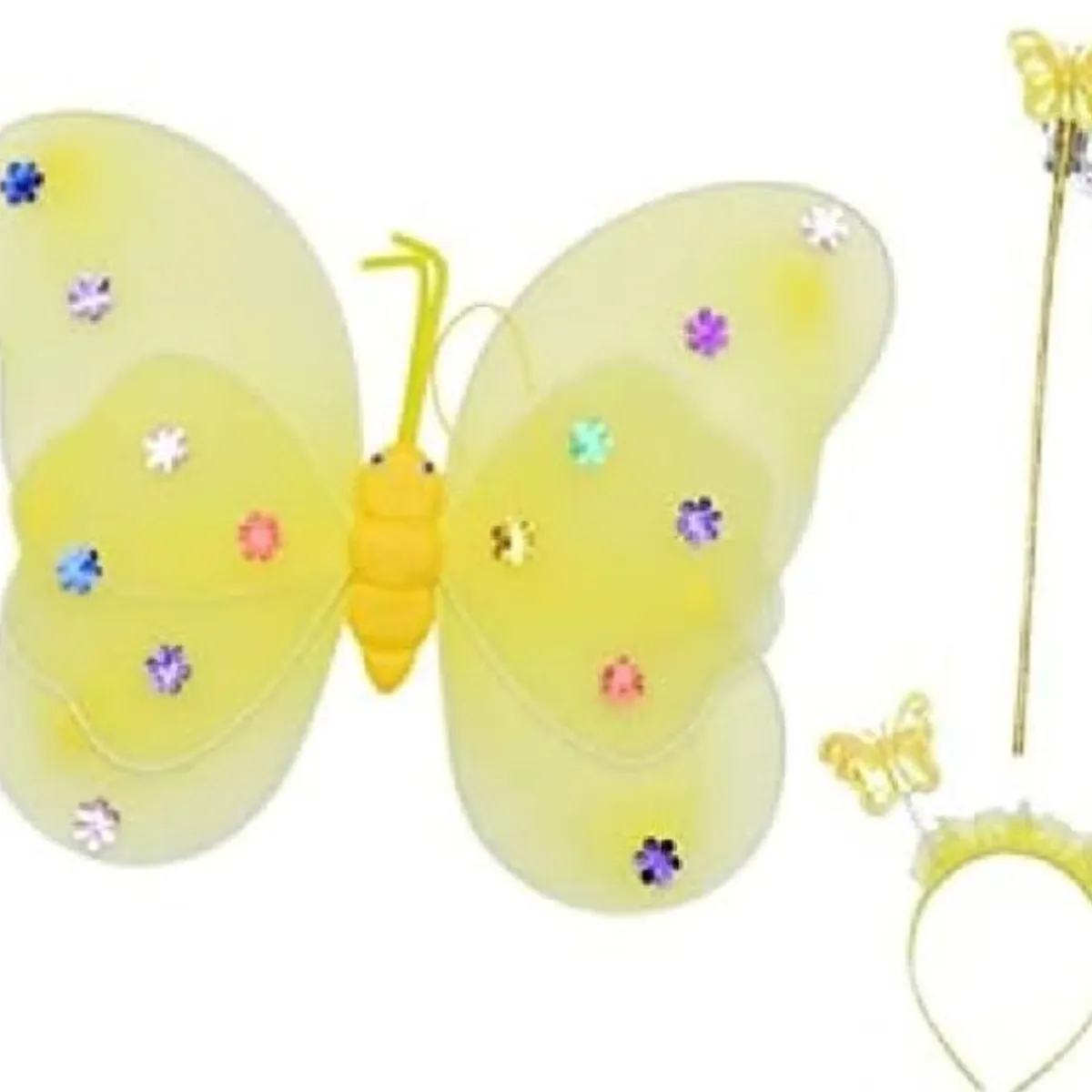 GENERICO - Kit Disfraz de Mariposa Led Amarillo