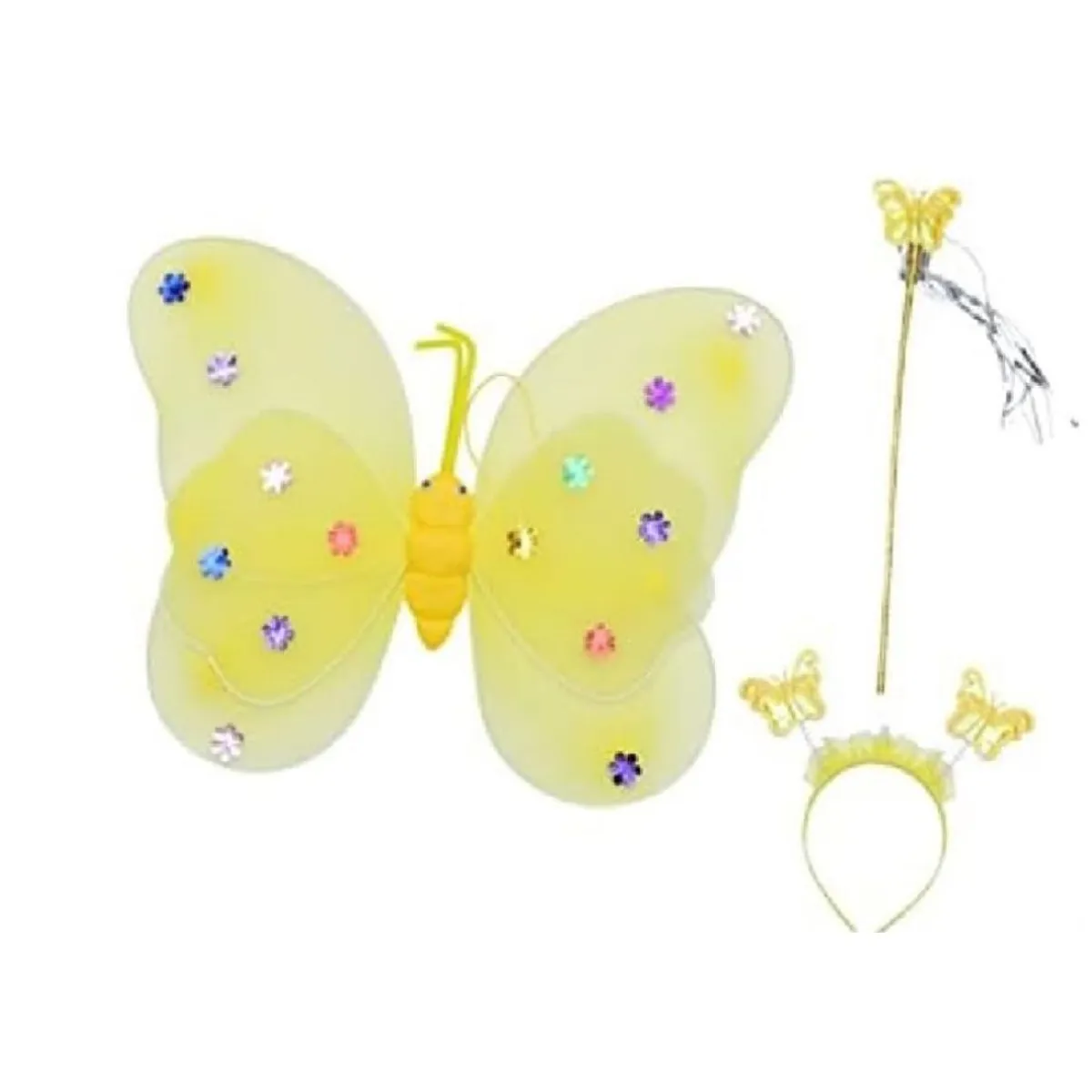 GENERICO - Kit Disfraz de Mariposa Led Amarillo