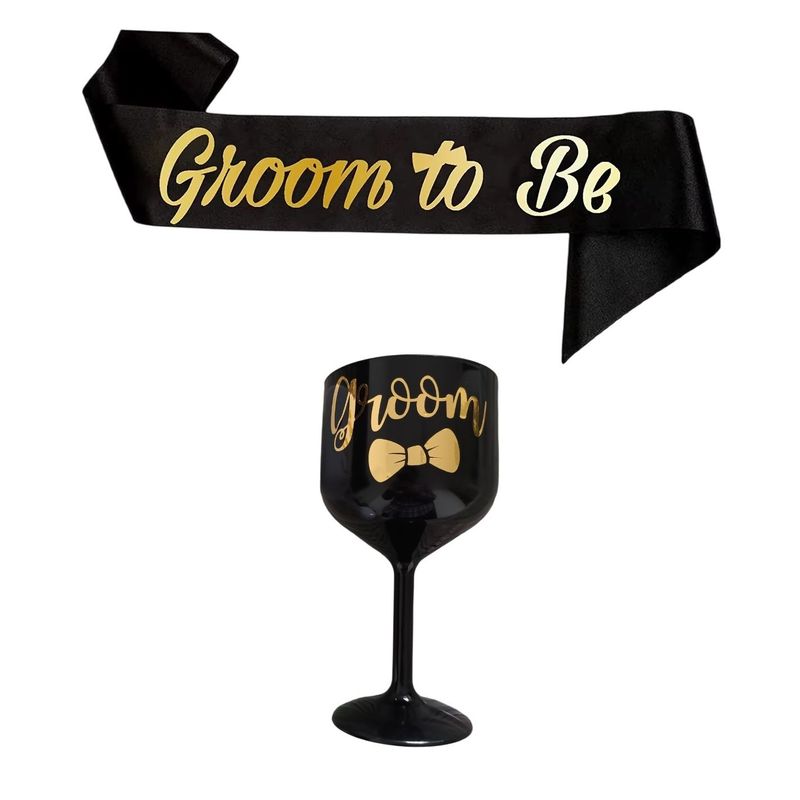 GENERICO - Set novio copa y banda Groom despedida de soltero