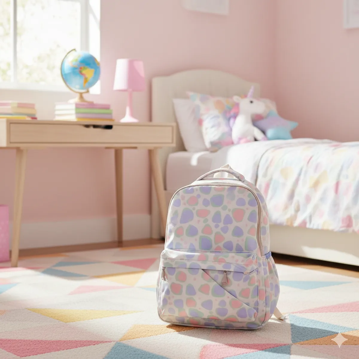 GENERICO - Mochila para niñas kawaii Rosa con turquesa