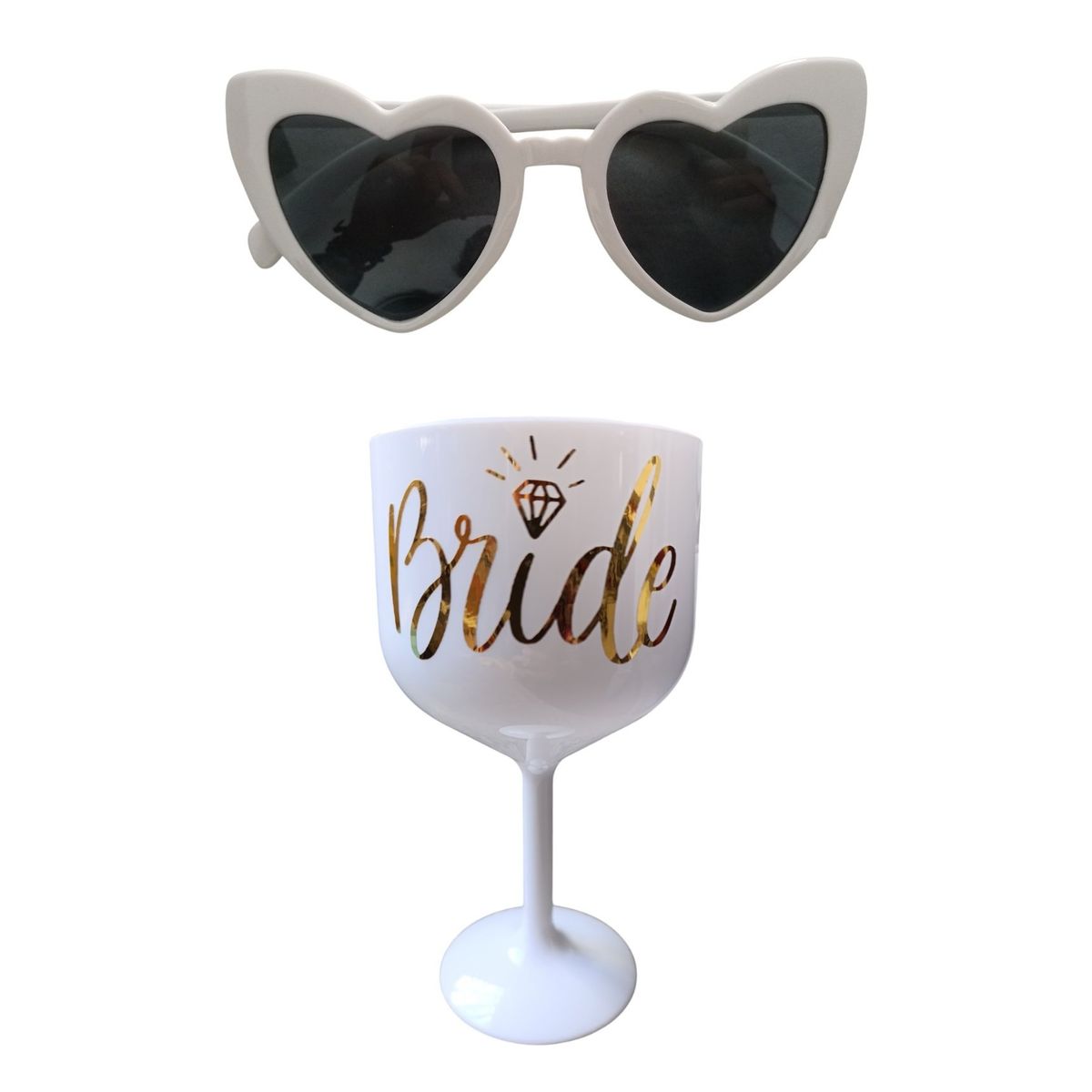 GENERICO - Set copa y lentes blancos novia bride despedida de soltera