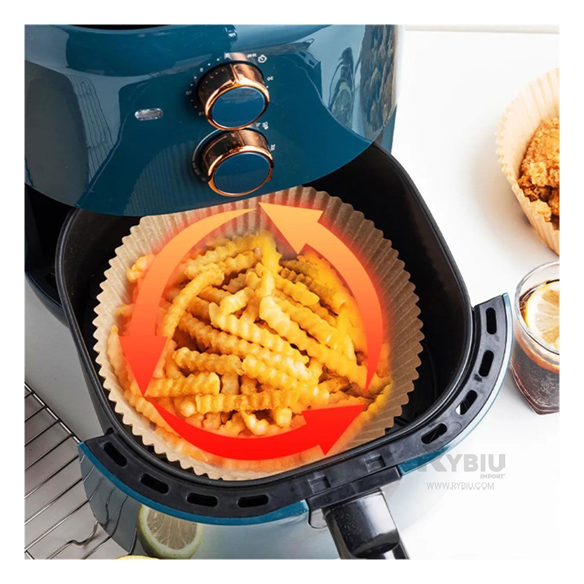 RYBIU IMPORT - Papel Desechable para Freidora al Aire en Tono Madera 100u