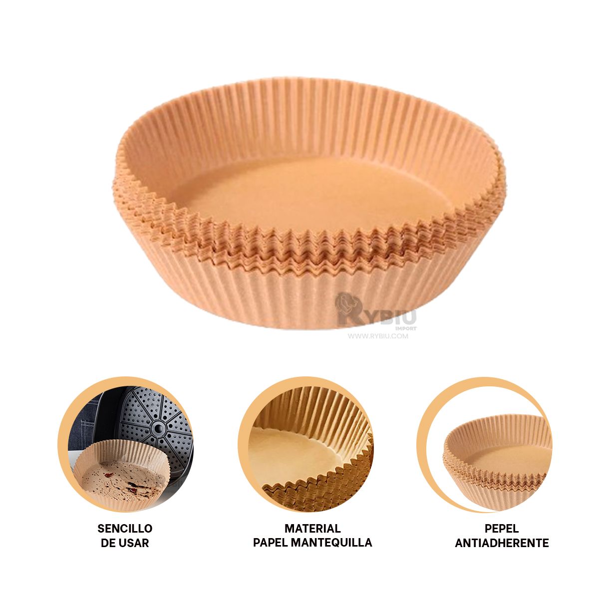 RYBIU IMPORT - Envase de papel Tono Madera 100u Y+Regalo Ligas para Peinar