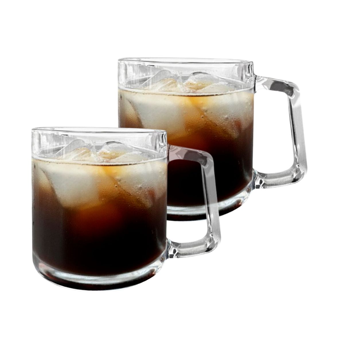 HYGGE - Set de 2 Tazas de Vidrio con Mango Recto 300 ml