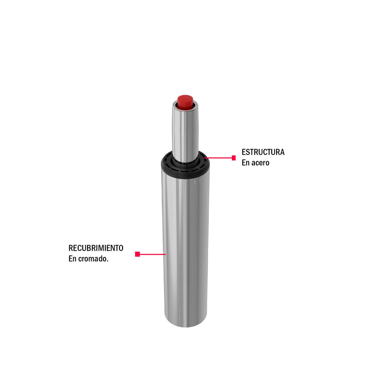 OFIDEAS - Piston Neumatico Gas Para Silla De Oficina Cromado Ofideas
