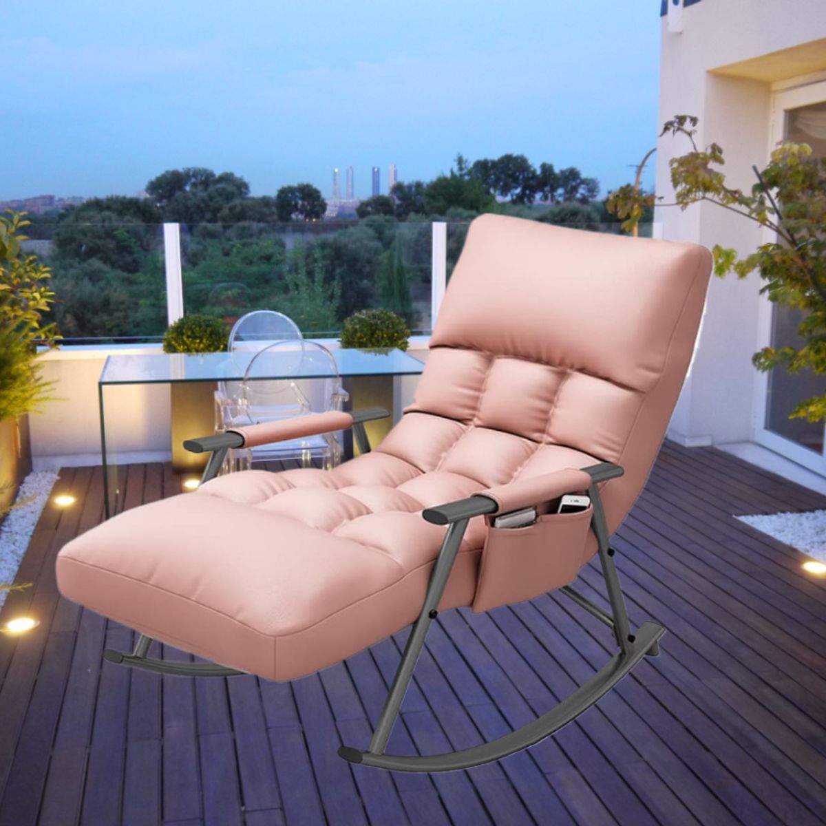 GENERICO - SILLA SILLÓN PREMIUM SOFÁ MECEDORA GAMA ALTA RECLINABLE TERRAZA ROSADO